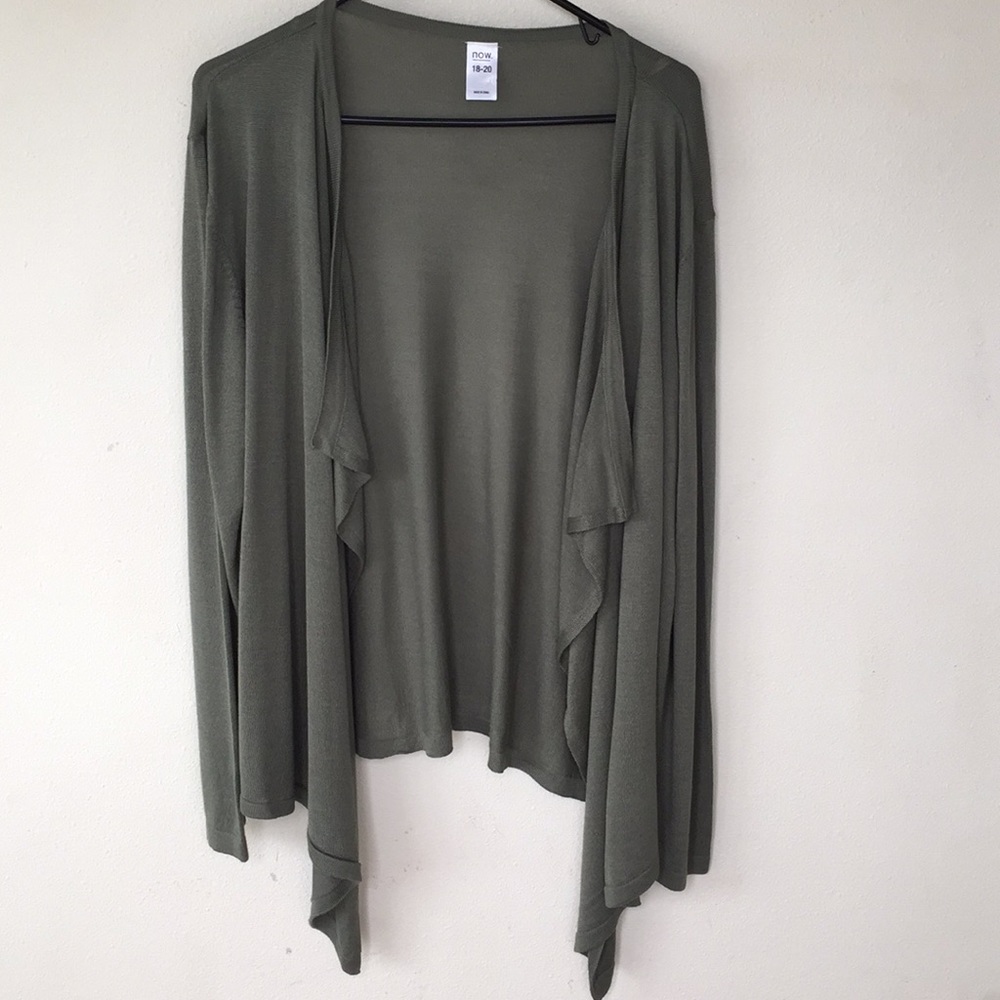 Long sleeve, olive green throw over/cardigan